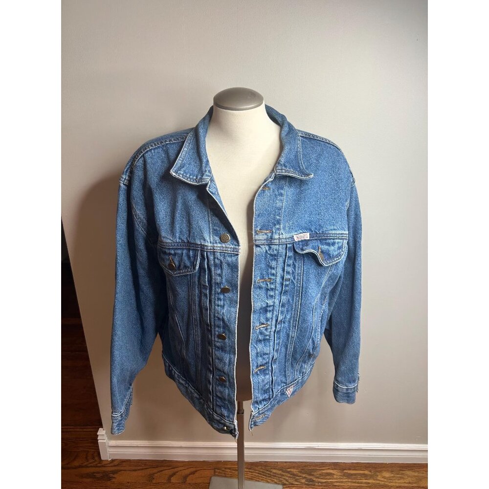 Jacket sweater shirt denim Collared coat spring fall vintage GUESS size M/L